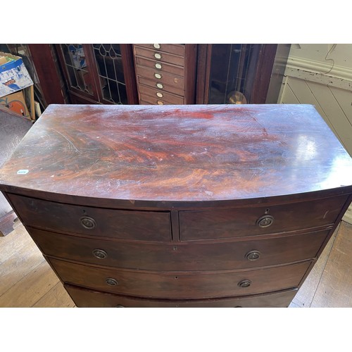 760 - A mahogany bow front chest, having two short and three long drawers, 107 cm wide