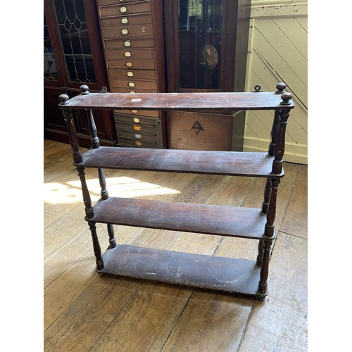 758 - An oak bureau, 90 cm wide, a wall shelf, an oak cupboard, and a corner cabinet (4)