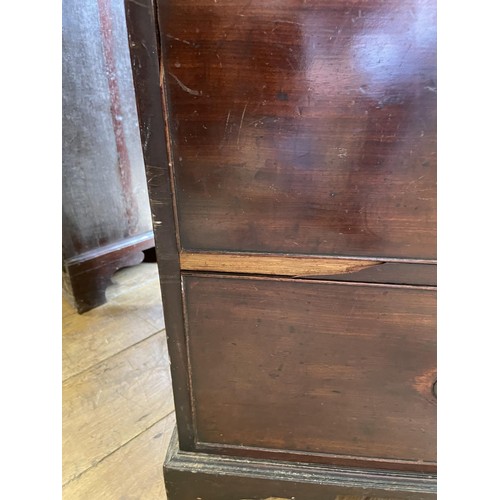 762 - A 19th century mahogany chest, having two short and three long drawers, 107 cm wide