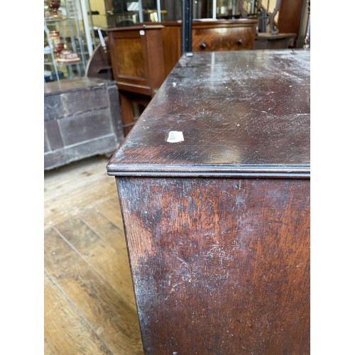 762 - A 19th century mahogany chest, having two short and three long drawers, 107 cm wide