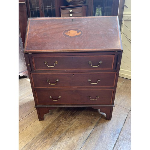 763 - An oak bible box, 54 cm wide, two towel rails, and a bureau (4)