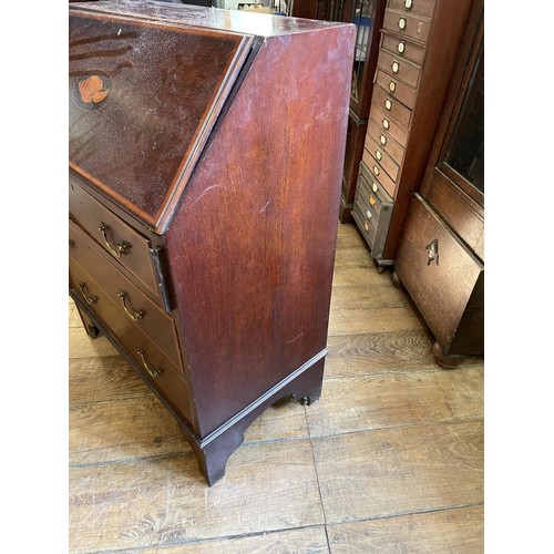 763 - An oak bible box, 54 cm wide, two towel rails, and a bureau (4)