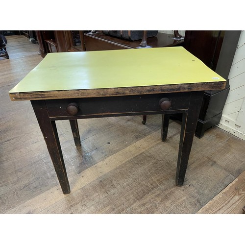 755 - An oak dresser, 103 cm wide, a wine table, a drop leaf table, three chairs, a kitchen table, and a c... 