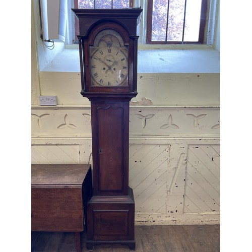 753 - A longcase clock, the painted dial with a nautical phase of the moon, subsidiary seconds dial and da... 