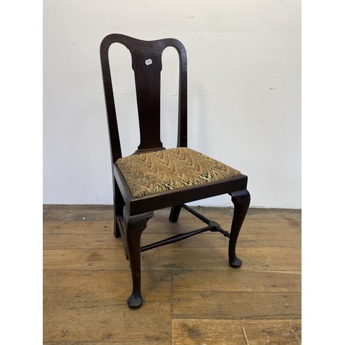 747 - A mahogany tambour front tray top commode, 50 cm wide, a single chair, and a corner chair (3)