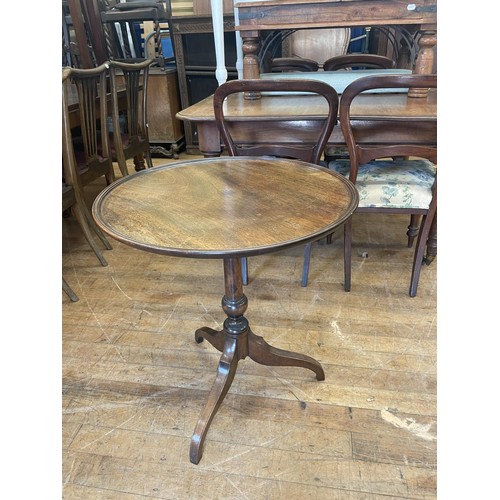 913 - A set of four mahogany balloon back dining chairs, a Chinese low table, a coffee table, a pine kitch... 