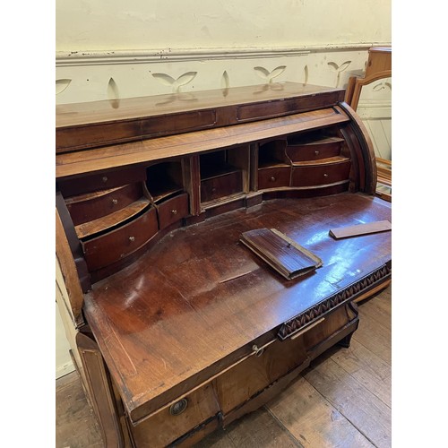 804 - A 19th century Continental cylinder bureau, 104 cm wide