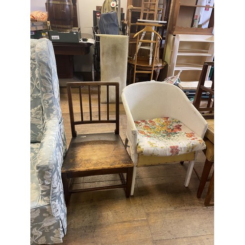 775 - A 1920s walnut framed armchair, and six other chairs (7)