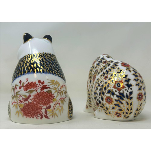 645 - A Royal Crown Derby paperweight, Russian Bear, 9 cm high, boxed, and a panda, 11 cm high boxed (2) P... 