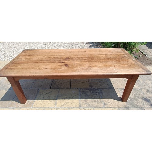 902 - A large pine refectory table, the top 260 x 100 cm