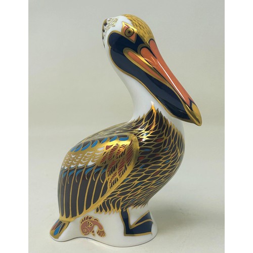 654 - A Royal Crown Derby paperweight, Brown Pelican, 13 cm high, boxed Provenance: From a large single ow... 