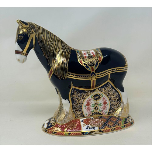 659 - A Royal Crown Derby limited edition paperweight, Shire Horse, 838/1500, 19 cm high, with a certifica... 