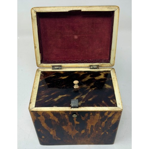 675 - A 19th century tortoiseshell tea caddy, 11 cm wide
Ivory Exemption certificate ref: SBXNJRZN