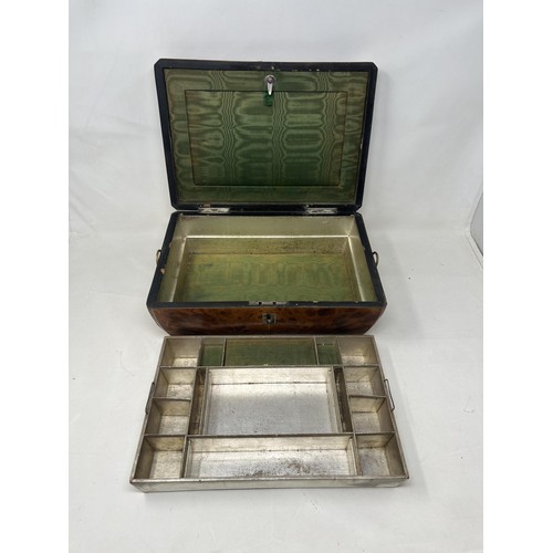 681 - A 19th century tortoiseshell jewellery box, 31 cm wide