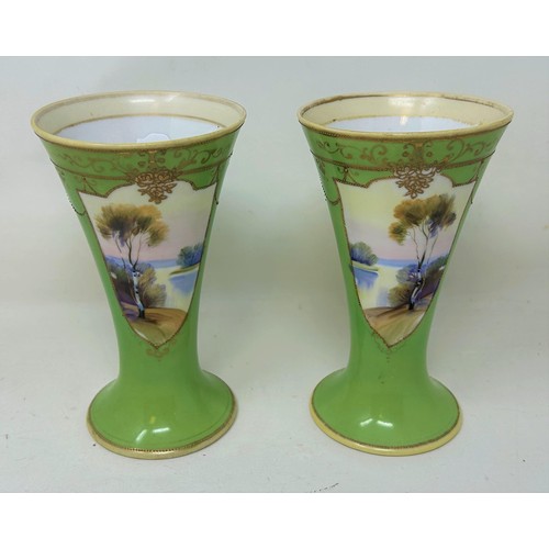 702 - A pair of Royal Worcester blush ivory vases, 18 cm high, a pair of Noritaki vases, a Davenport bowl,... 