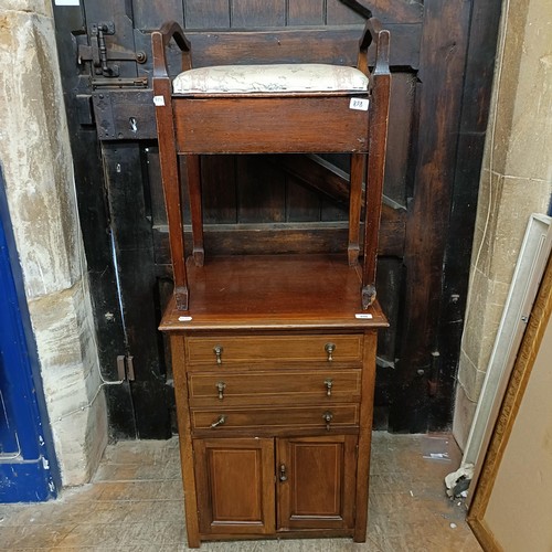 898 - A mahogany piano stool, and a music cabinet