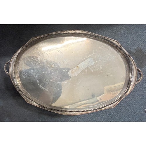 595 - A silver plated oval tureen, other silver plate and metalwares (3 boxes)