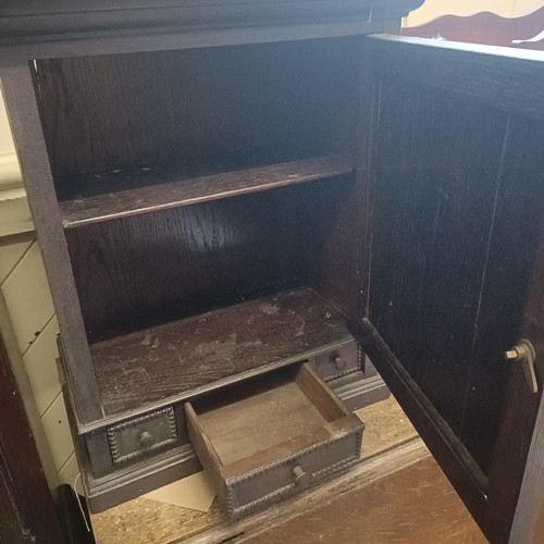 752 - A walnut smokers cabinet, 40 cm wide, an oak wall cabinet, and a stationery box (3)