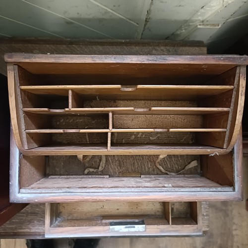 752 - A walnut smokers cabinet, 40 cm wide, an oak wall cabinet, and a stationery box (3)