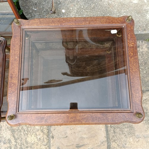 784 - A walnut framed wall mirror, 157 x 43 cm, and a pair of side tables (3)