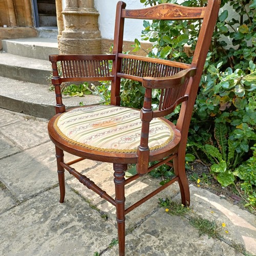 801 - An early 20th century mahogany framed armchair