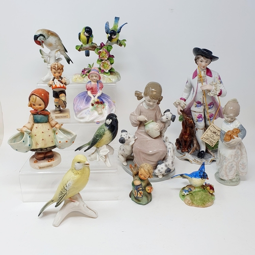 556 - A Lladro figure of a girl with three dalmatian puppies, 20 cm high, and assorted ceramics (box)