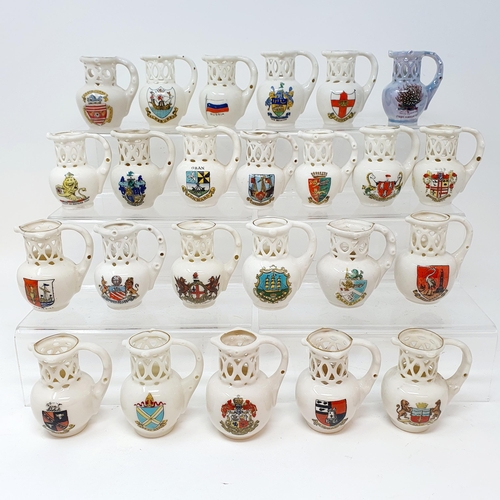 566 - Assorted crested ware of puzzle jugs (2 boxes)