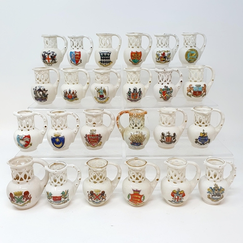 566 - Assorted crested ware of puzzle jugs (2 boxes)