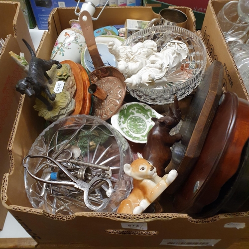 573 - Assorted ceramics and glass (2 boxes)