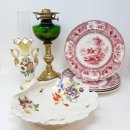 578 - A Royal Worcester cabinet plate, painted fruit, a blue ground cup and saucer, assorted ceramics and ... 