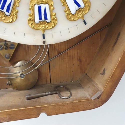 706 - A French wall clock, the alabaster dial with enamel Roman numerals, signed Alliez & Berguer, Paris, ... 