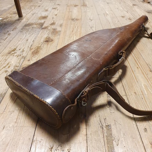 707 - A leather leg of mutton gun case, 80 cm wide