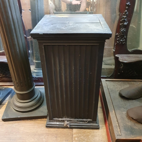 941 - A mahogany desk, 107 cm wide, a longcase clock, a filing chest, and a pedestal (4)