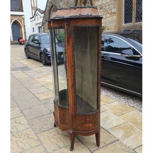 944 - A 19th century French serpentine front walnut display cabinet, with gilt metal mounts, 90 cm wide