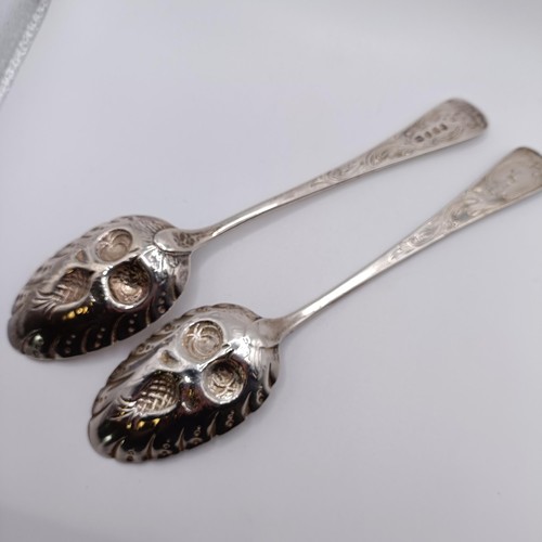 53 - A pair of silver berry spoons, London 1799, 4.2 ozt (2)