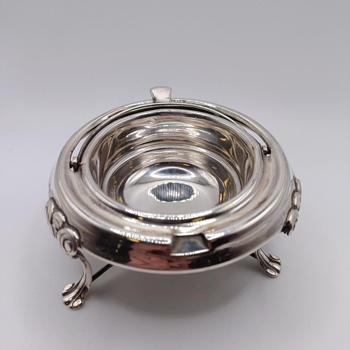 56 - A silver revolving top butter dish, Chester 1923, 3.2 ozt, 10.5 cm wide,