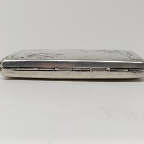 77 - A Russian silver coloured metal cigarette case, with engraved decoration, 84 standard, 5.6 ozt, 12 c... 