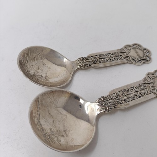 108 - A pair of Norwegian silver coloured metal caddy type spoons (2)