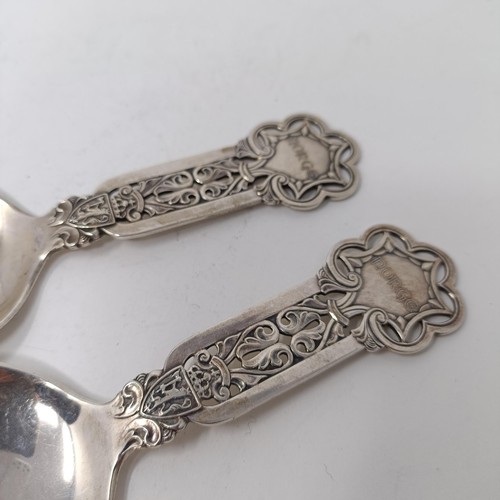 108 - A pair of Norwegian silver coloured metal caddy type spoons (2)