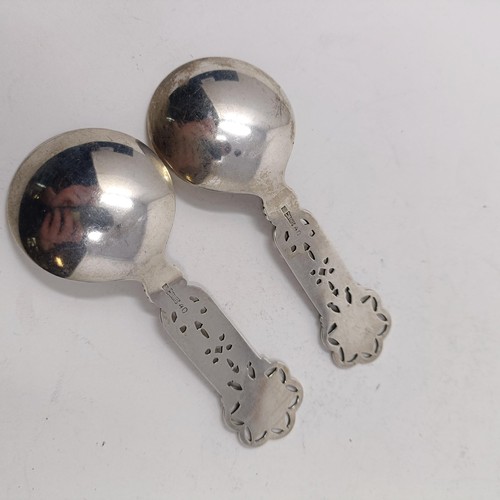 108 - A pair of Norwegian silver coloured metal caddy type spoons (2)