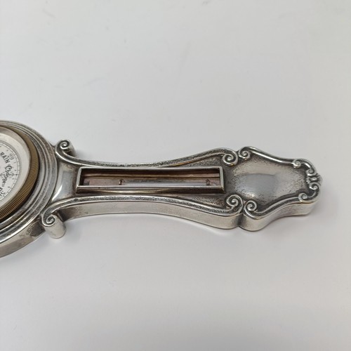 49 - An Edwardian novelty silver mounted barometer and thermometer, Birmingham 1905, 20.5 cm high