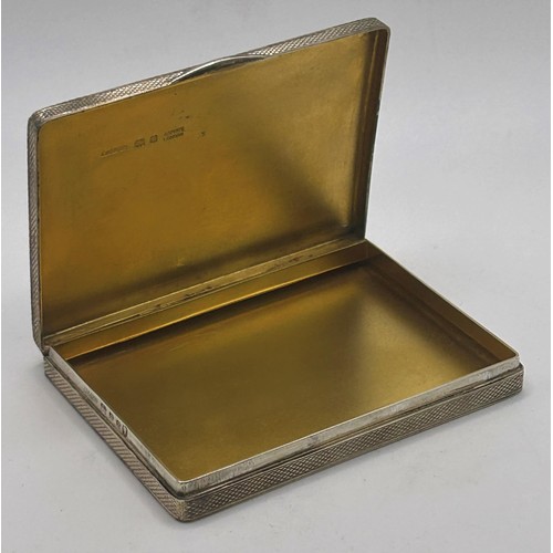 46 - A silver and enamel box, with engine turned decoration, Asprey, London 1935, 3.7 ozt (all in), 7.5 c... 