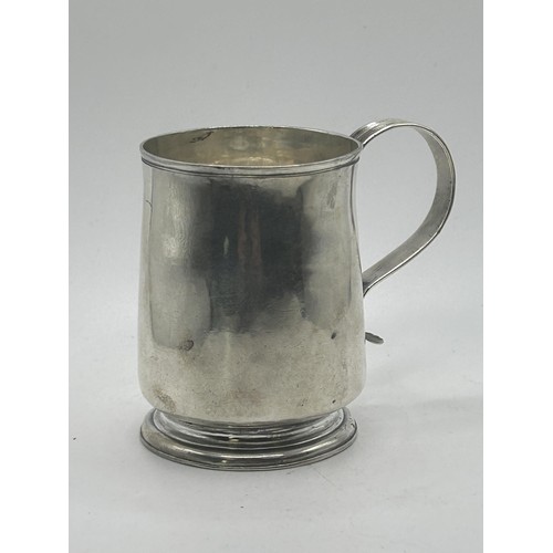 193 - A George III silver mug, with a reeded handle, London 1785, 3.5 ozt, 8 cm