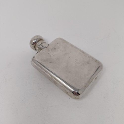 200 - A silver hip flask, marks indistinct, 4 ozt, 13 cm