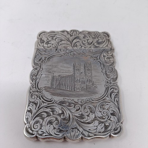 116 - A rare Victorian visiting card case, engraved Westminster Abbey, Foxall & Co, Birmingham 1850, 2.5 o... 