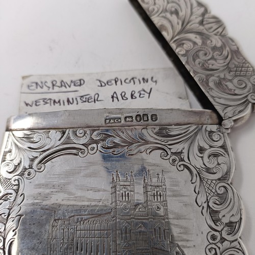 116 - A rare Victorian visiting card case, engraved Westminster Abbey, Foxall & Co, Birmingham 1850, 2.5 o... 