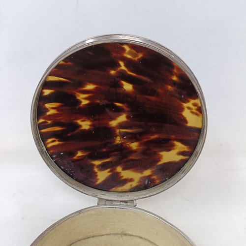 64 - A silver and tortoiseshell box, London 1925, 10 cm