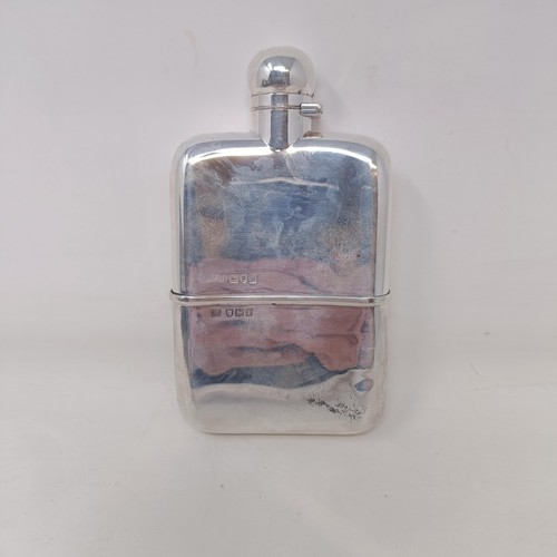 210 - An Edwardian silver hip flask, with detachable cup, London 1901, 7 ozt, 15 cm high