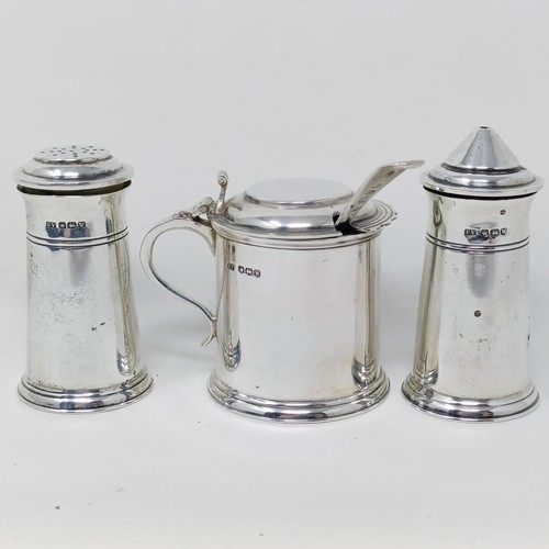 7 - A George VI silver three piece cruet, Sheffield 1939, 7.9 ozt