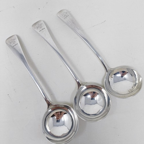 8 - A George III silver Old English pattern sauce ladle, and two other sauce ladles, various dates and m... 